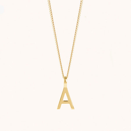 Letter Necklace with Curb Chain Gold